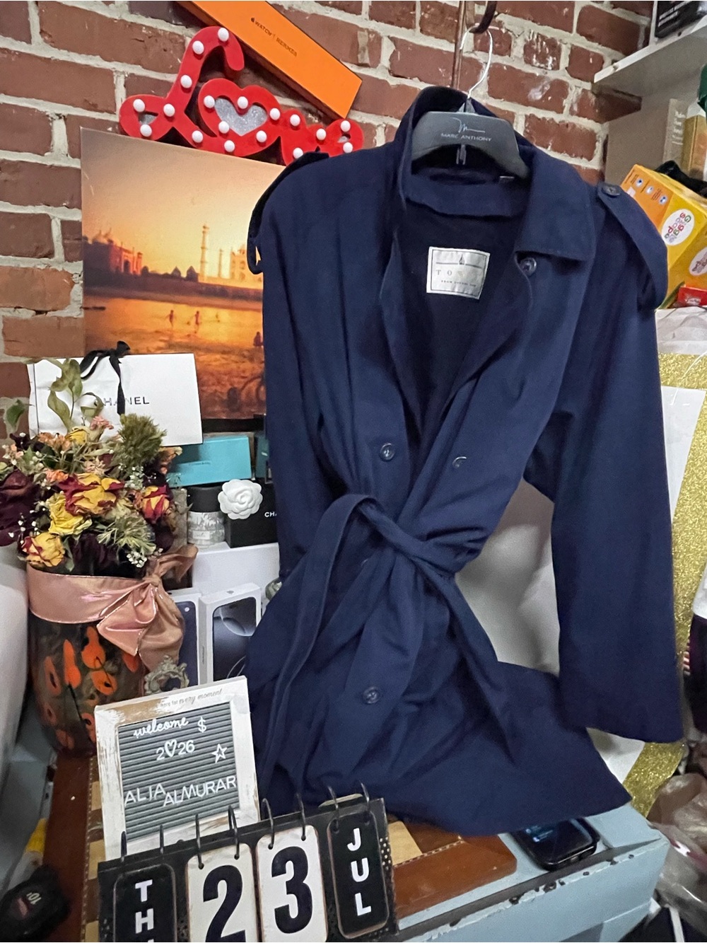 Towne From London Fog Women's Blue Trench Coat w/ Removable Liner